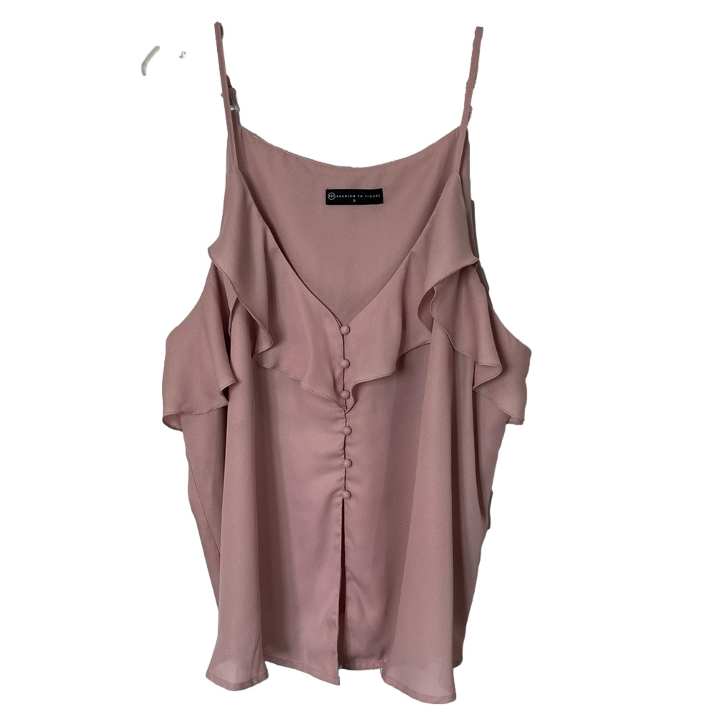 Fashion to Figure Women’s Ruffle Adjustable Strap V-Neck 3X Coquette Feminine